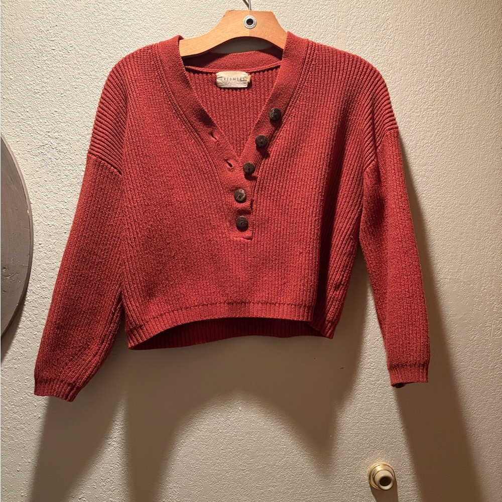 Rust Button-Up Women's Sweater